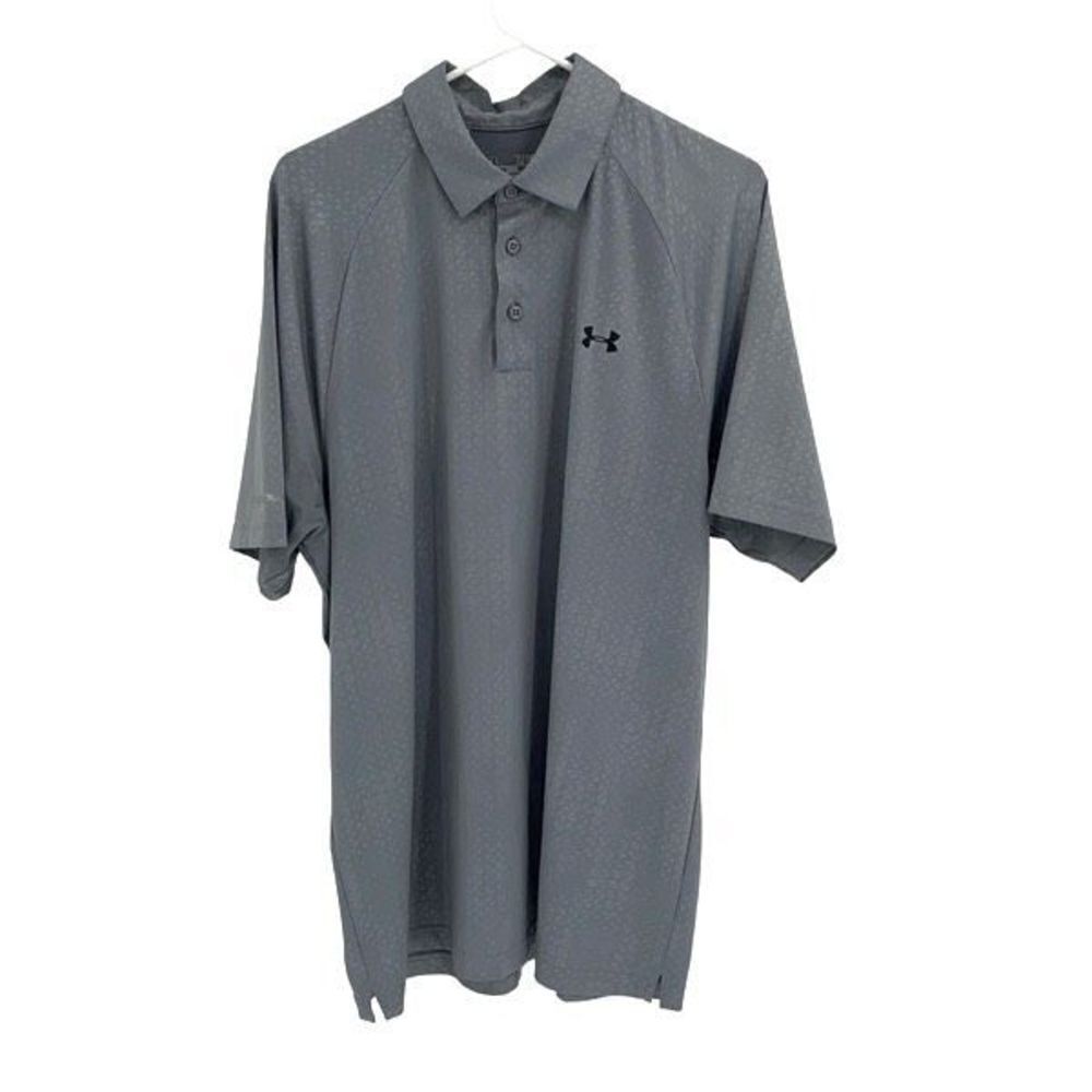 Under Armour Mens Loose Heat Gear‎ Geometric ColdBlack Golf Polo Shirt Gray XL